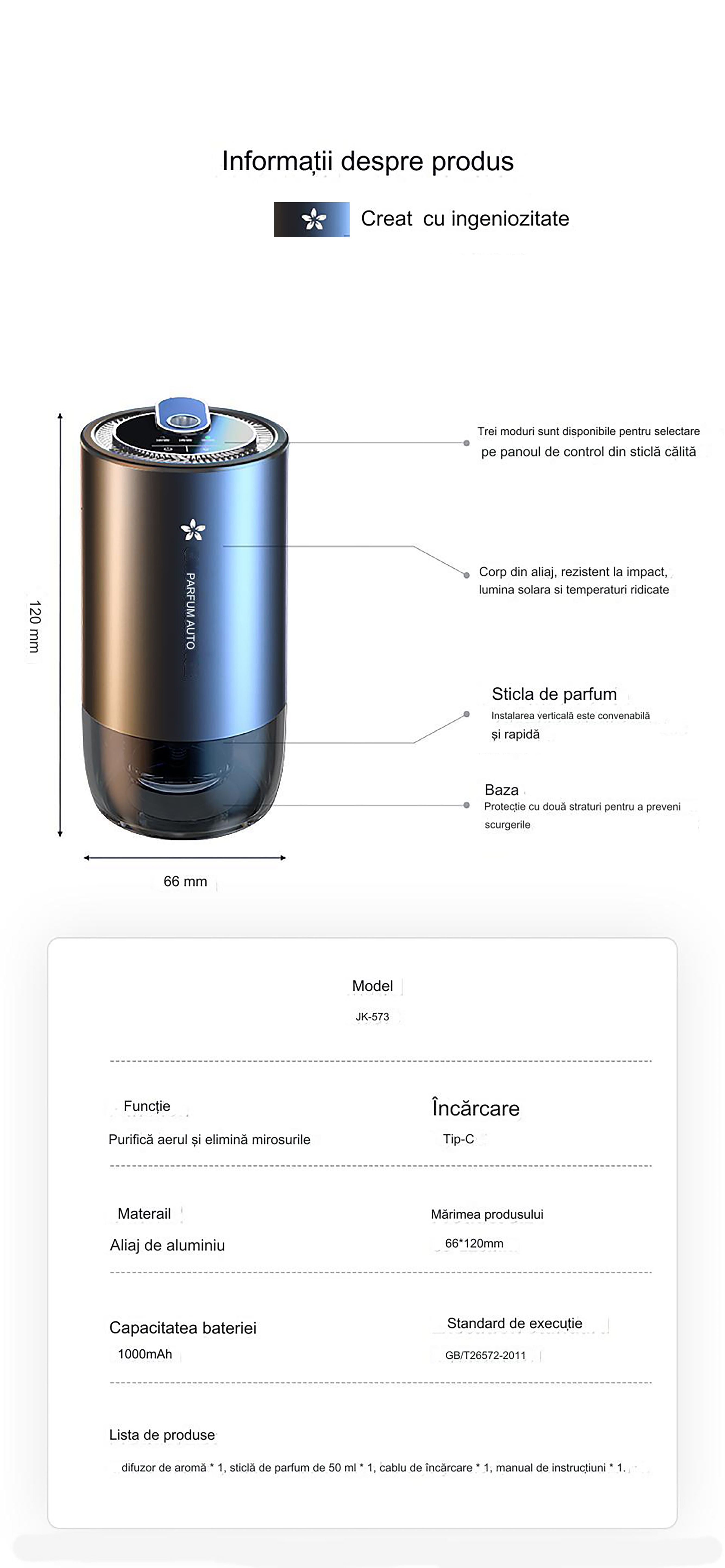 Aparat Profesional de odorizare BYNOVIS®, Parfumare auto, casa, birou, 3 Trepte de putere, Proiectie laser rosu