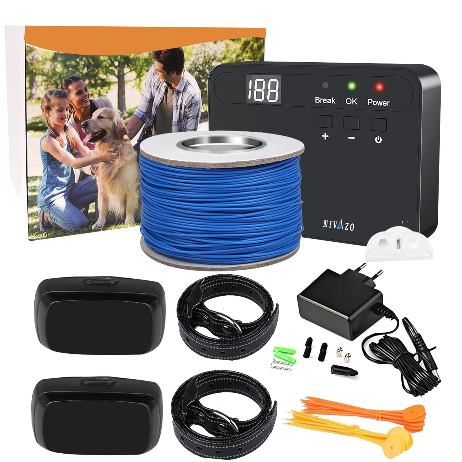 Gard invizibil pentru caini NVZ-862, 2 zgarzi cu transmitator, rezistenta la apa, sistem gard invizibil - imagine 3