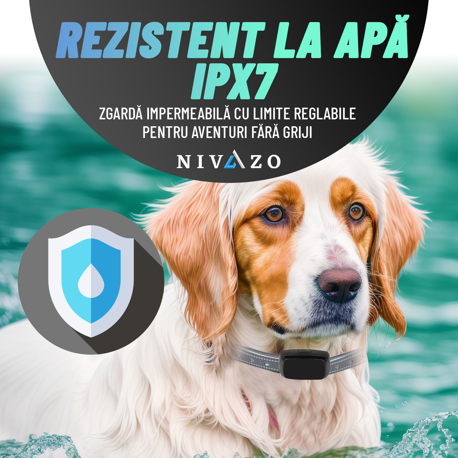 Gard invizibil pentru caini NVZ-862, 2 zgarzi cu transmitator, rezistenta la apa, sistem gard invizibil - imagine 6