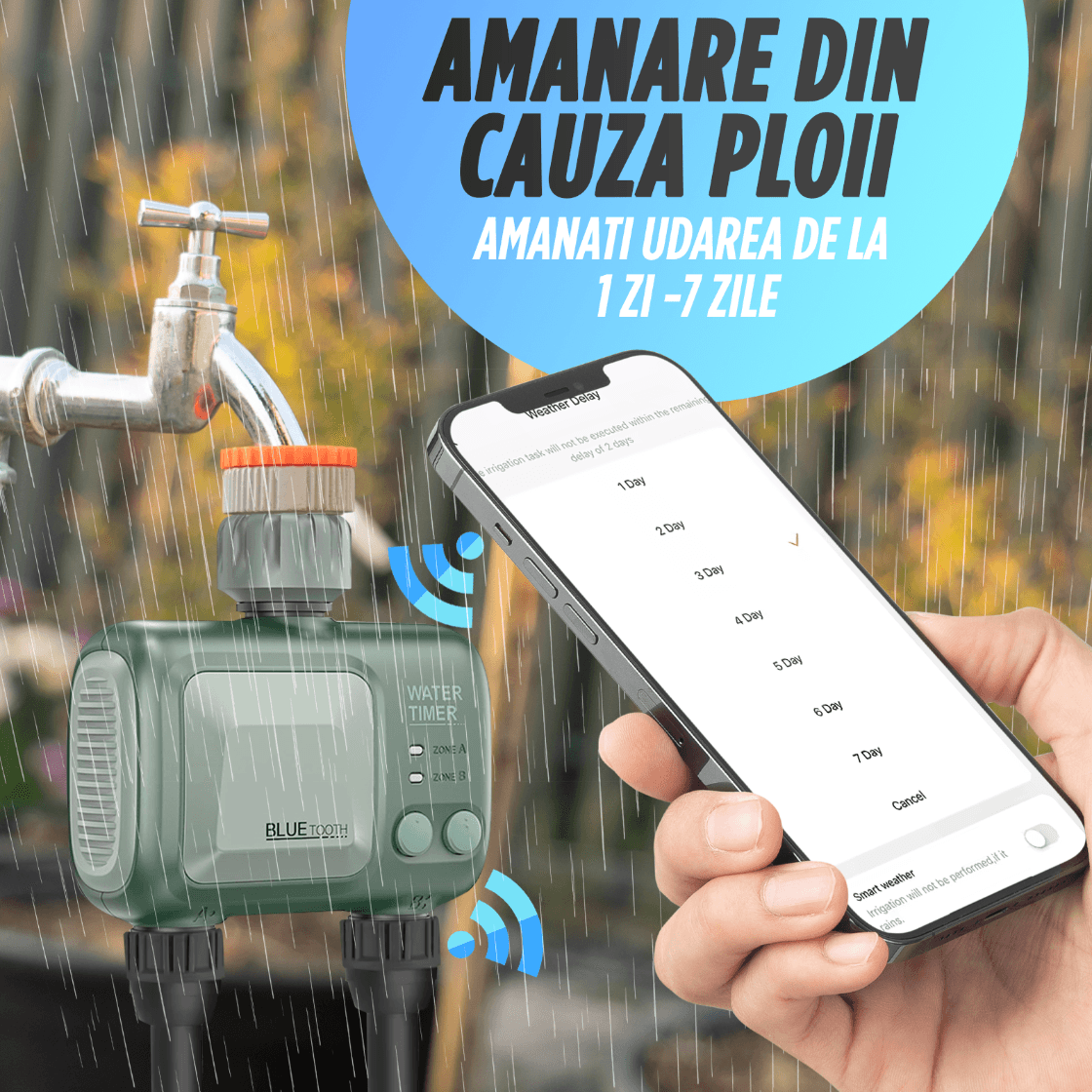 Programator pentru irigare/udare Nivazo® WaterMaster HCT-626, adaptor Wifi, functioneaza Wifi si Bluetooth, 2 moduri - 2 | YEO