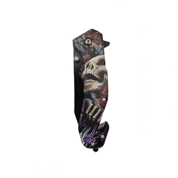 Briceag semi-automat, IdeallStore®, Skull Pocket, dispozitiv spart geam, 20 cm - 2 | YEO