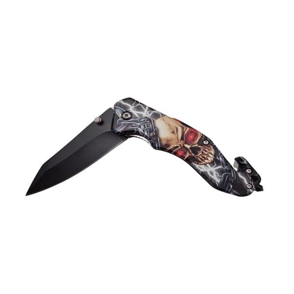 Briceag semi-automat, IdeallStore®, Skull Head, dispozitiv spart geam, 20 cm - 1 | YEO