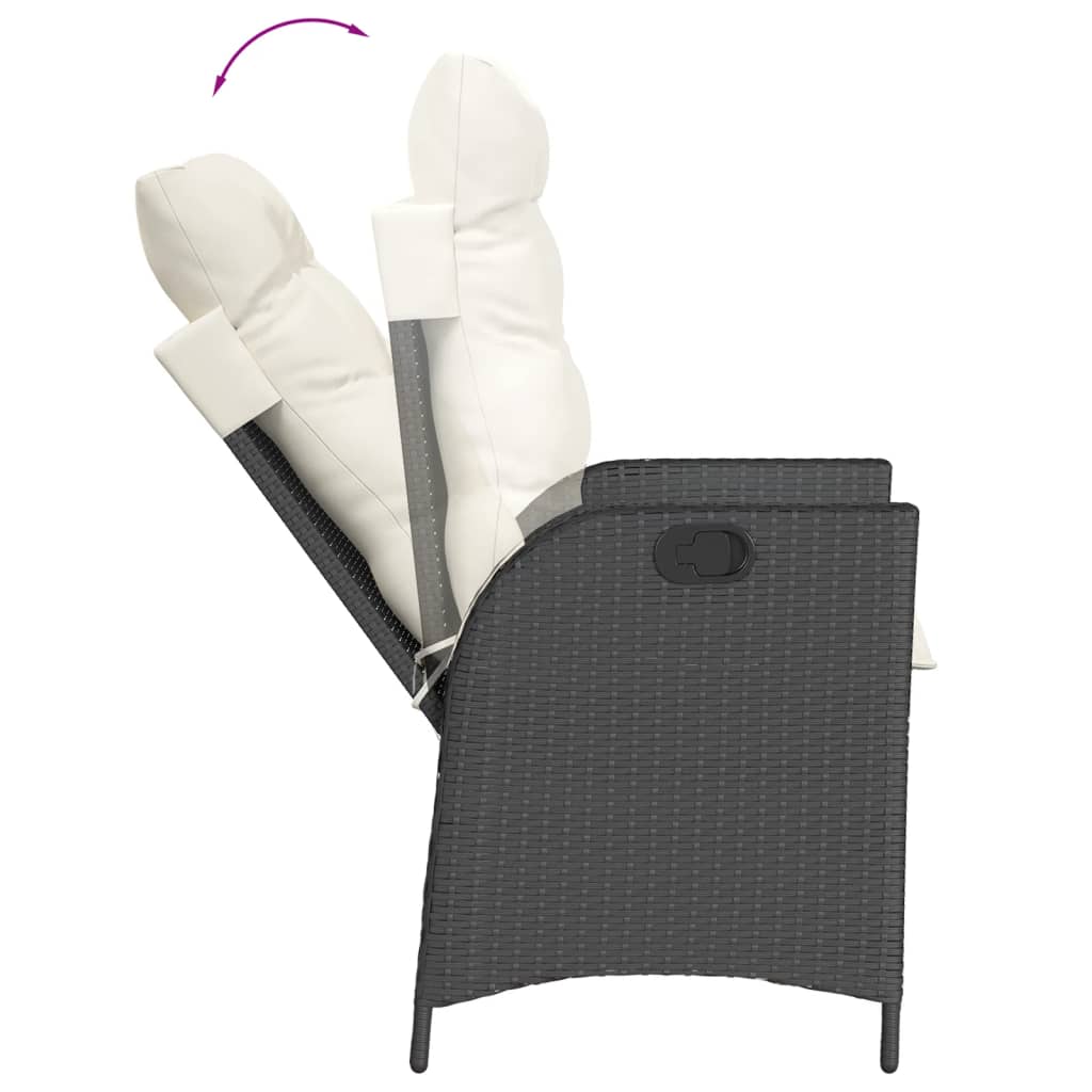 Set mobilier de gradina cu perne, 7 piese, negru, poliratan — imaginea 4