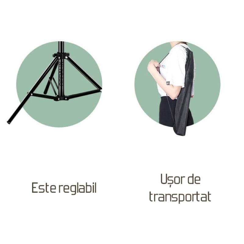 Trepied Telescopic, Pentru Telefon/Camera Foto, Telecomanda Bluetooth, Rotire 360°, H68-210cm, Husa, Aluminiu, OBRALIX® - 1 | YEO