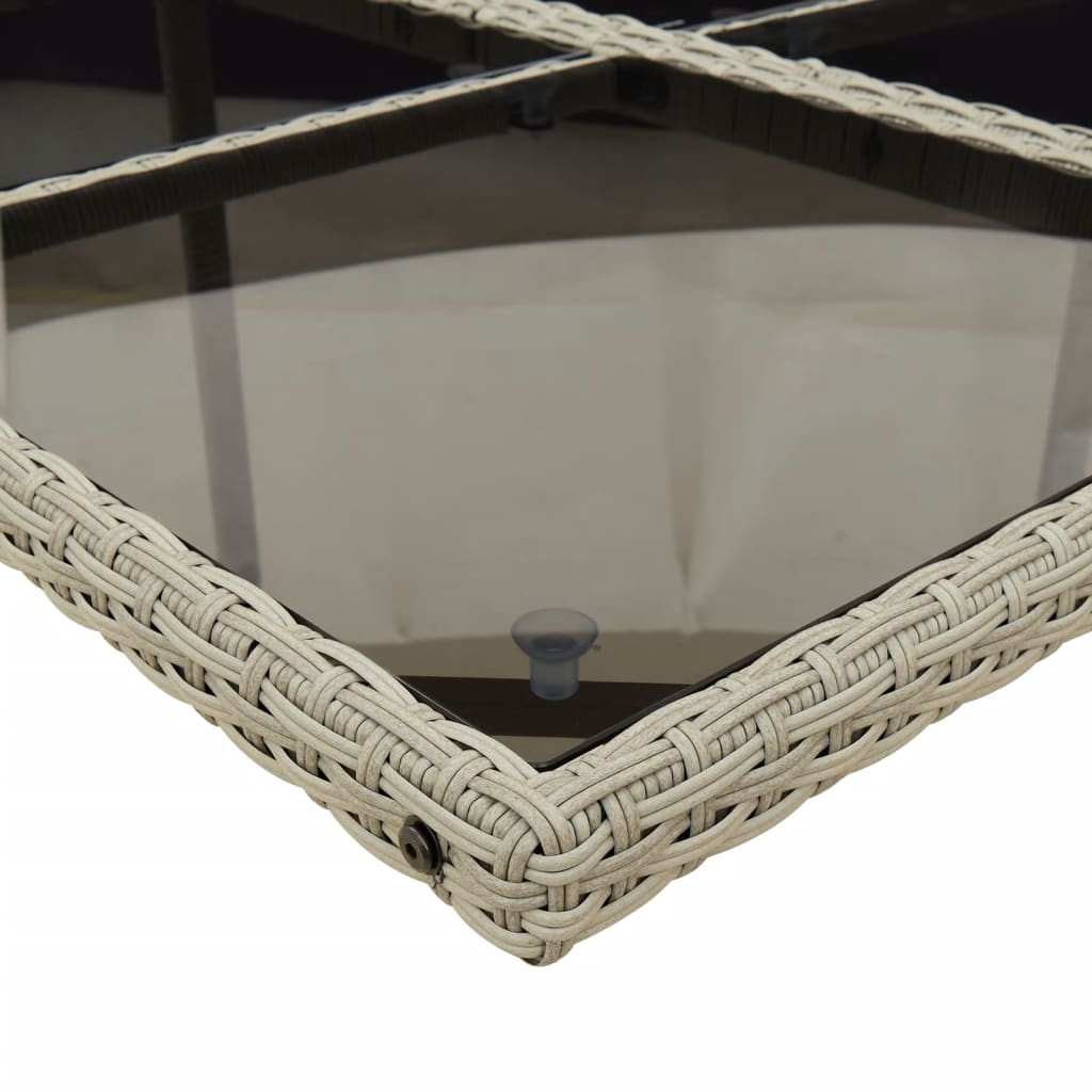 Set mobilier de gradina cu perne 15 piese gri deschis poliratan — imaginea 5