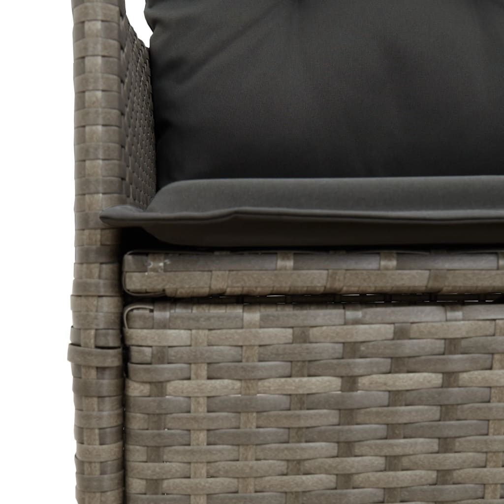 Set mobilier de gradina cu perne, 5 piese, gri, poliratan — imaginea 5