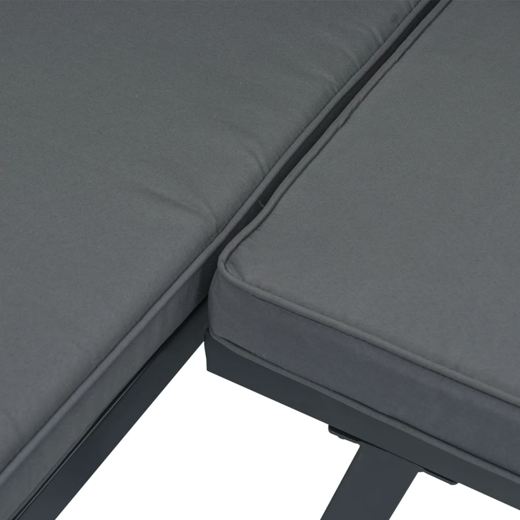 Banci de gradina cu perne 5 buc negru otel vopsit electrostatic — imaginea 9