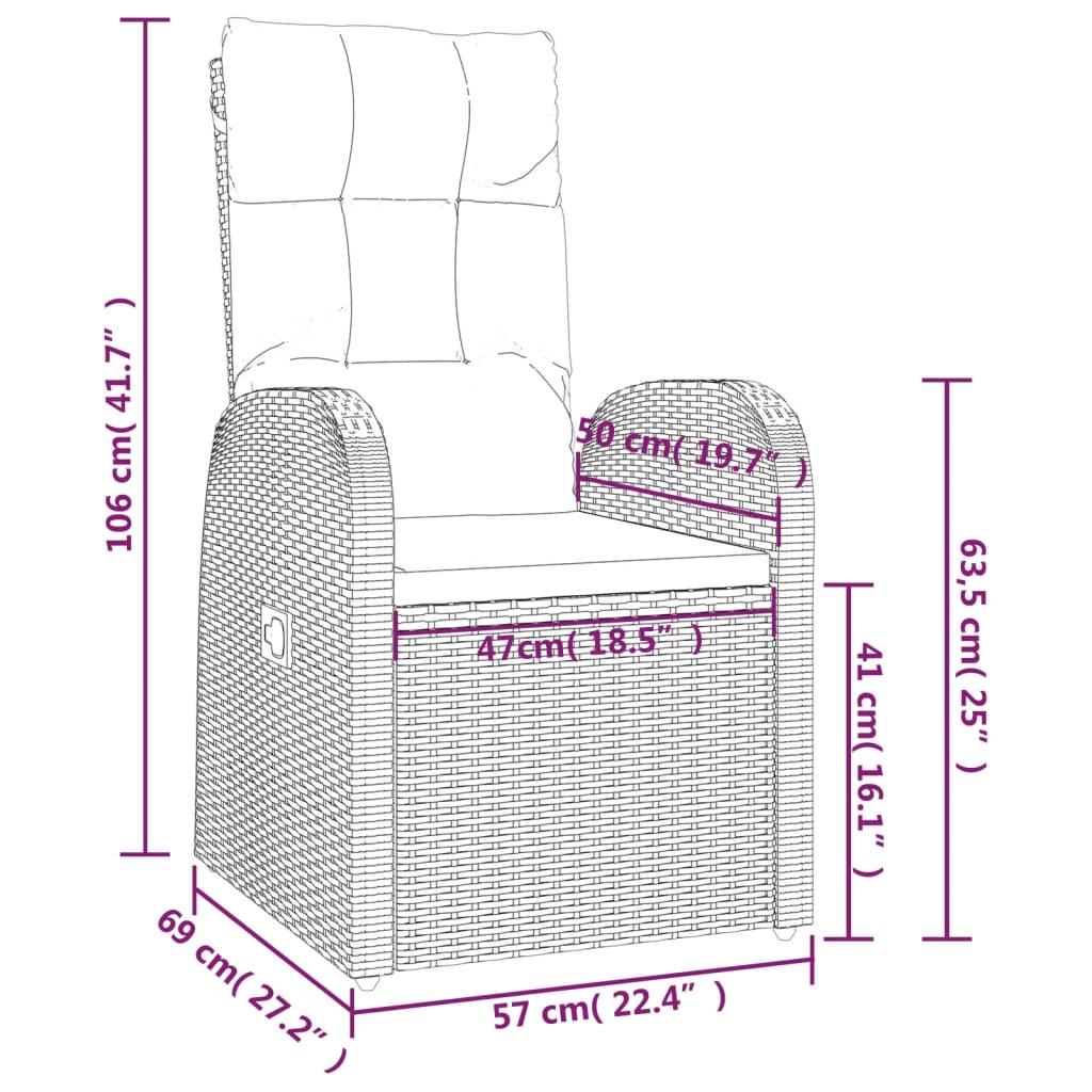 Set mobilier de exterior cu perne, 11 piese, negru, poliratan — imaginea 9