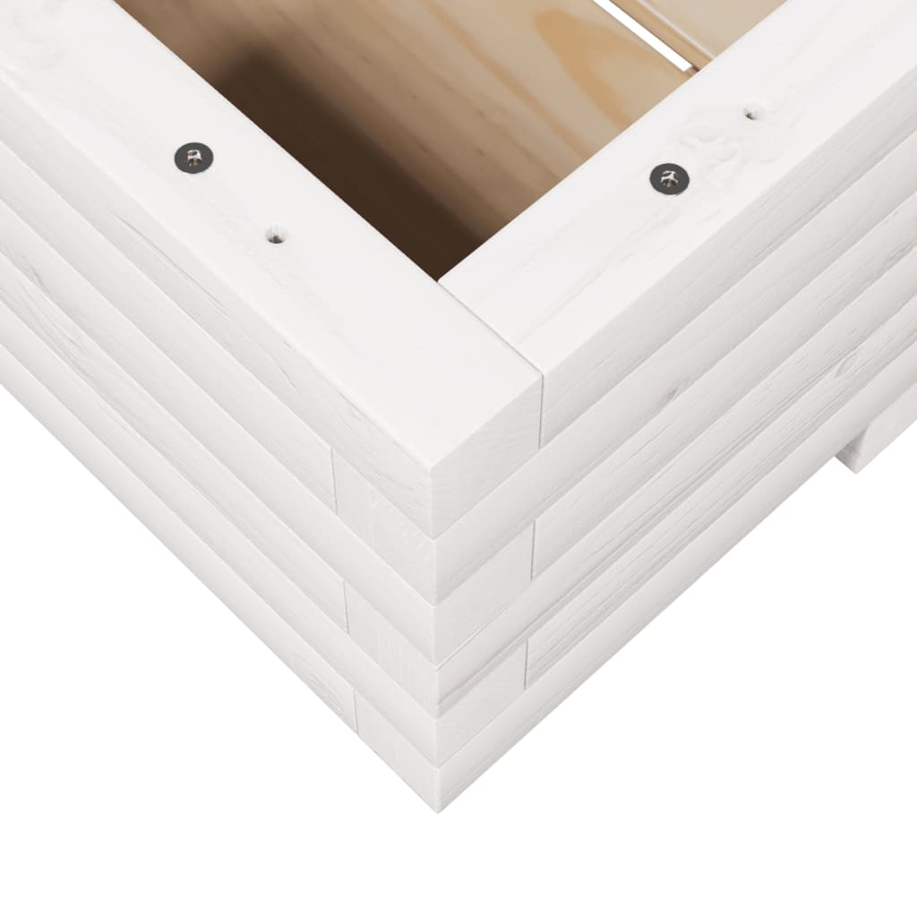 Jardiniera de gradina, alb, 110x60x26,5 cm, lemn masiv de pin — imaginea 8