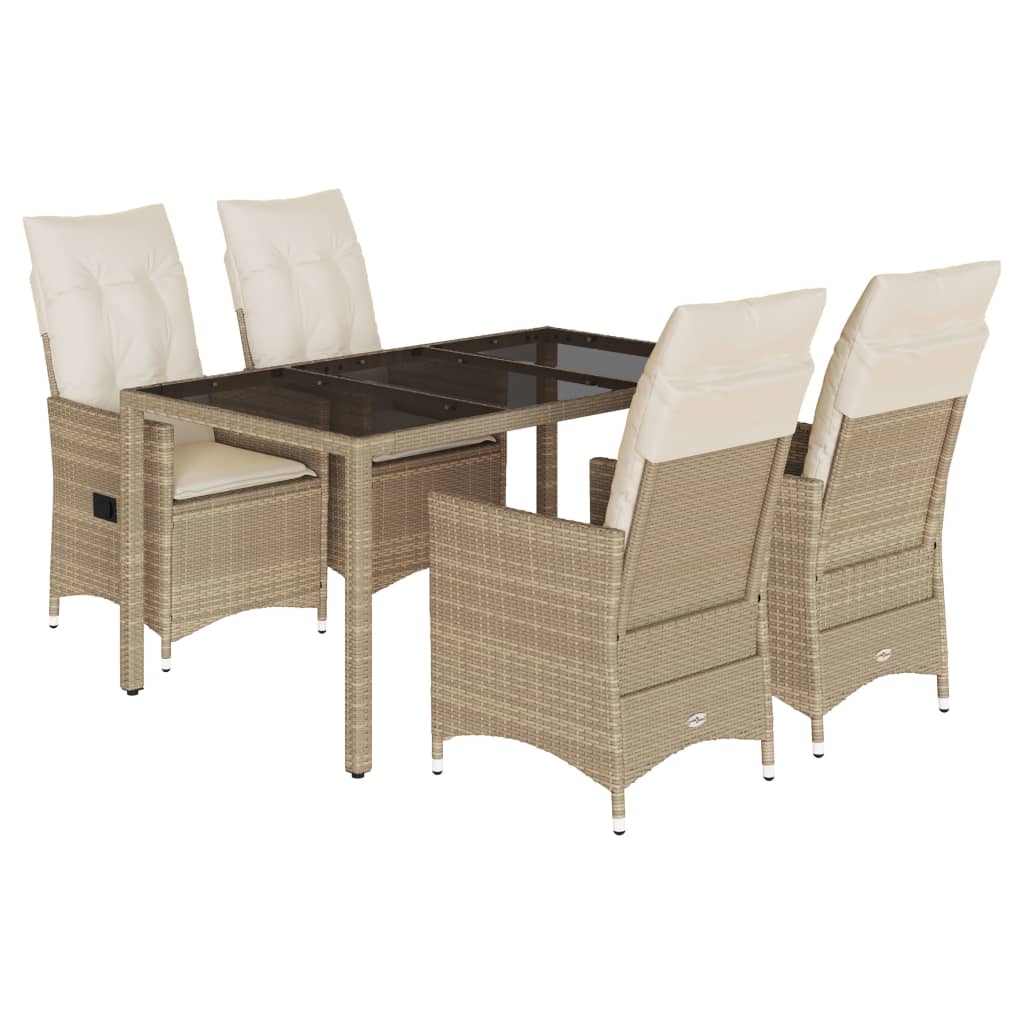 Set mobilier de gradina cu perne, 5 piese, bej, poliratan