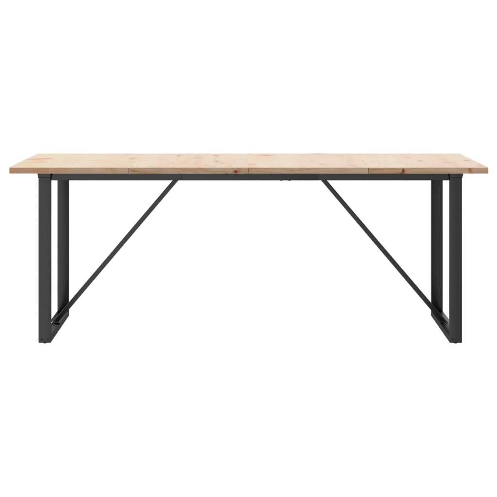 Masa bucatarie, cadru O, 200x100x75,5cm lemn masiv pin si fonta — imaginea 4