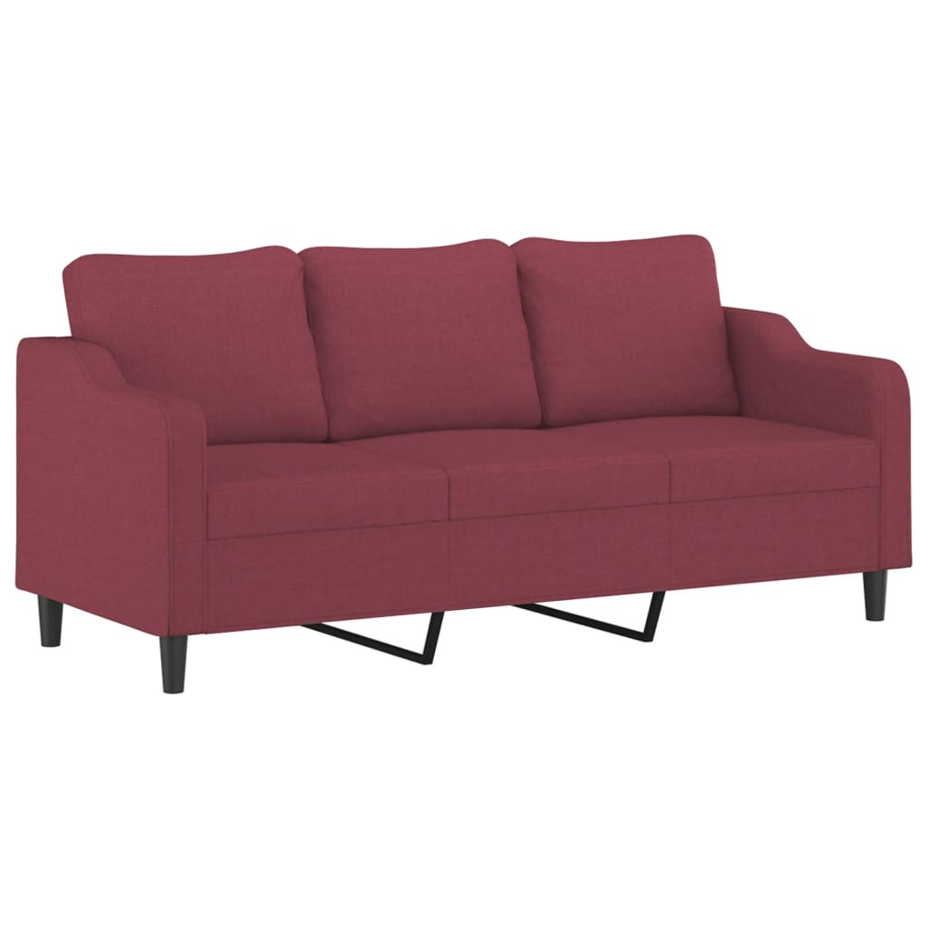 Set canapea cu perne, 4 piese, rosu vin, material textil — imaginea 5