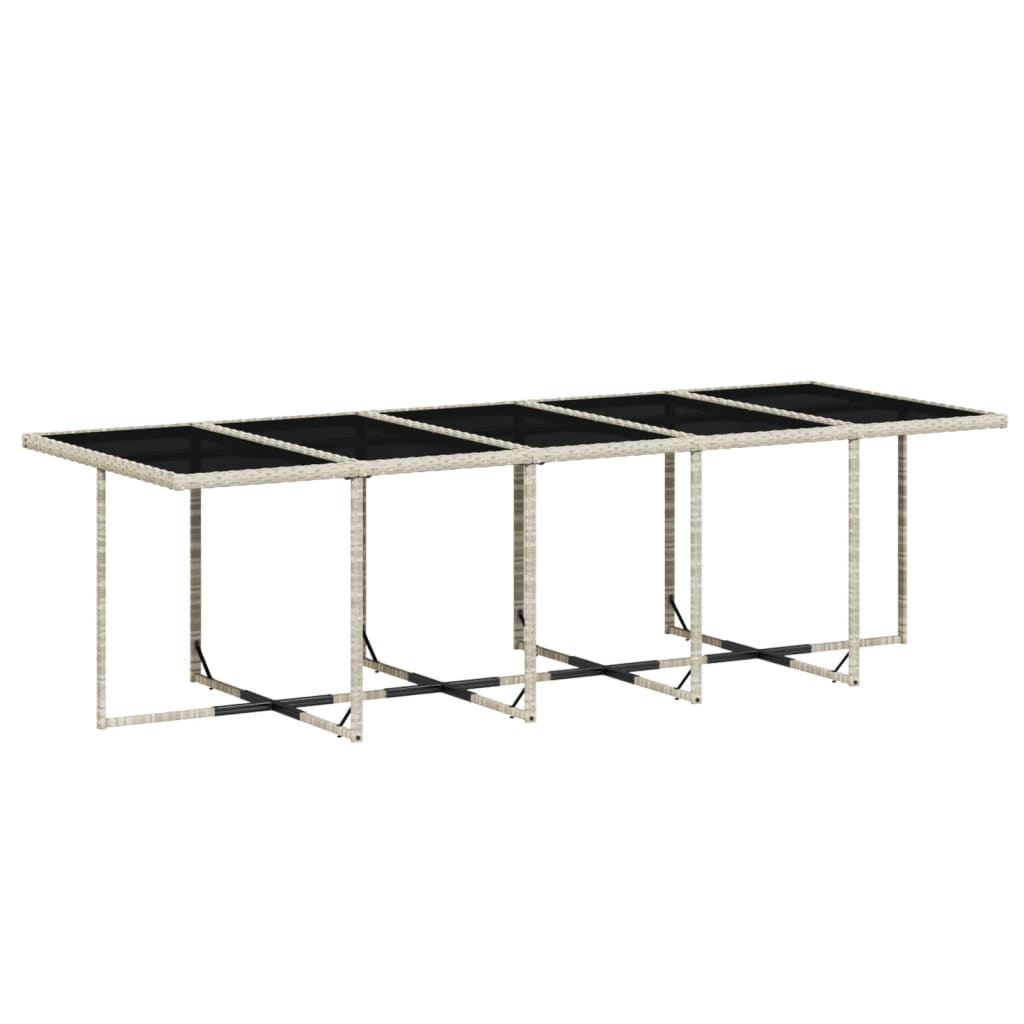 Set mobilier de gradina cu perne 11 piese gri deschis poliratan — imaginea 3