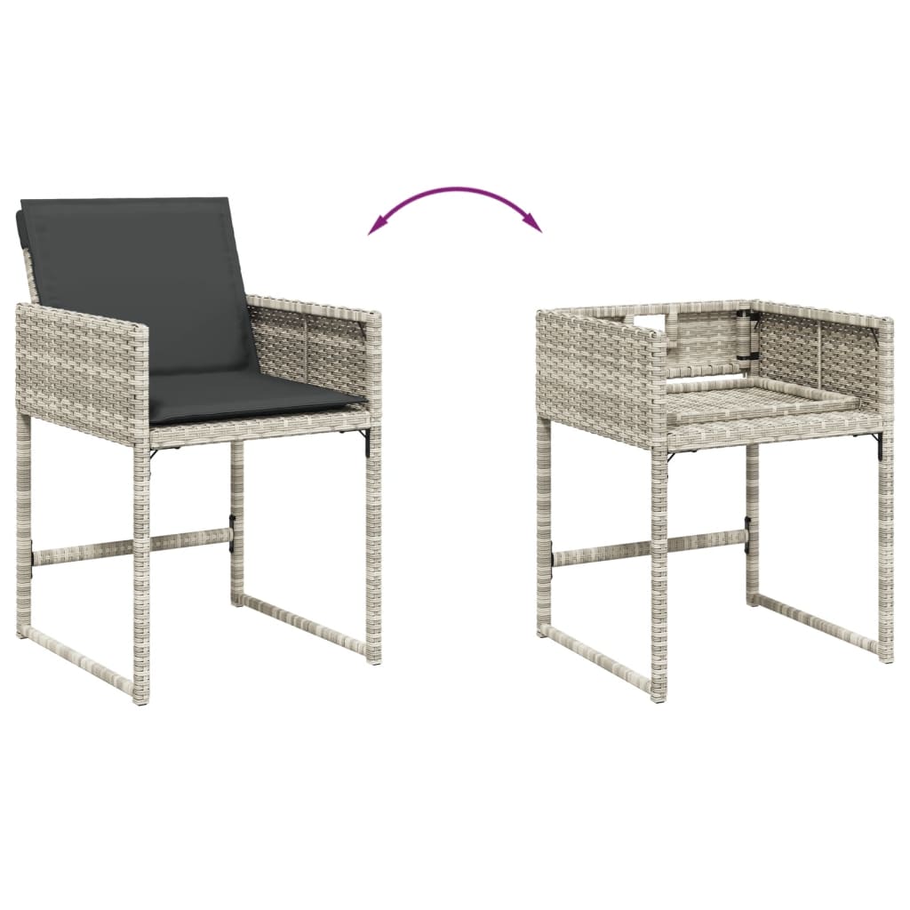 Set mobilier de gradina cu perne 11 piese gri deschis poliratan — imaginea 8