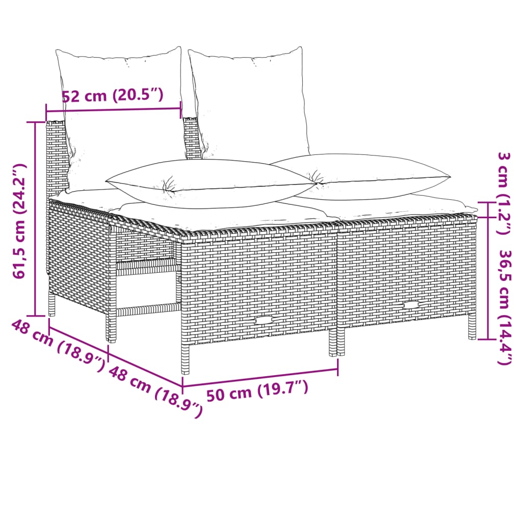 Set mobilier de gradina cu perne, 5 piese, negru, poliratan — imaginea 9