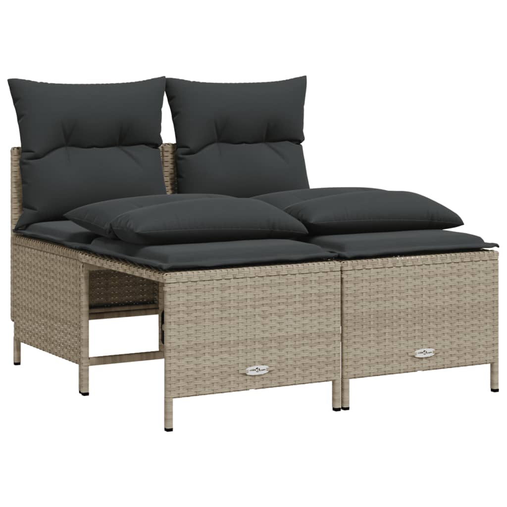 Set canapele de gradina cu perne, 5 piese gri deschis poliratan — imaginea 4