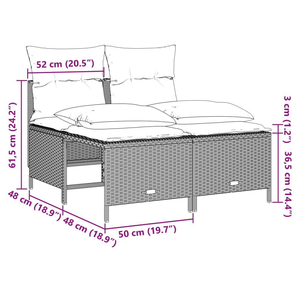 Set canapele de gradina cu perne, 5 piese gri deschis poliratan — imaginea 9