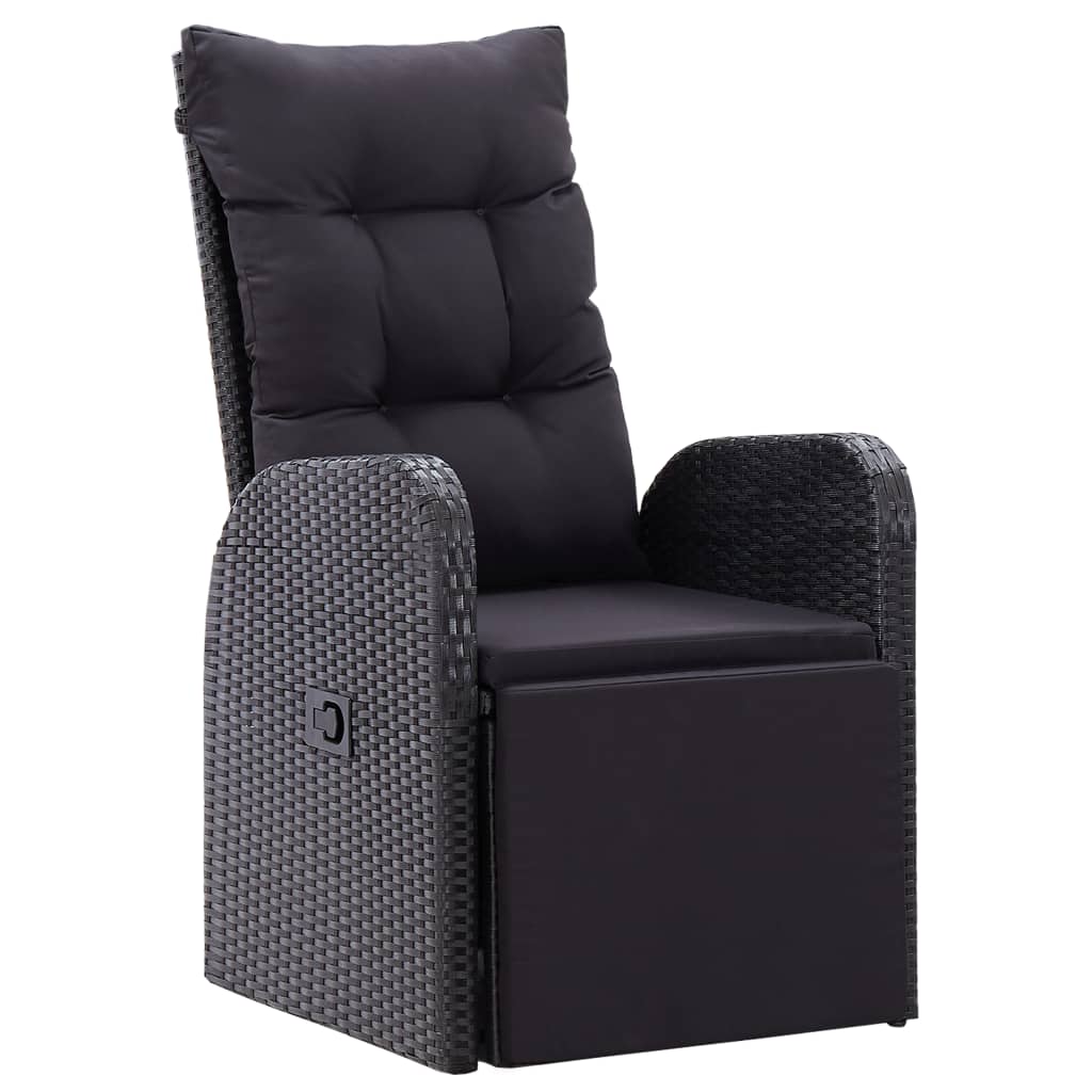 Set mobilier de exterior cu perne, 11 piese, negru, poliratan — imaginea 4