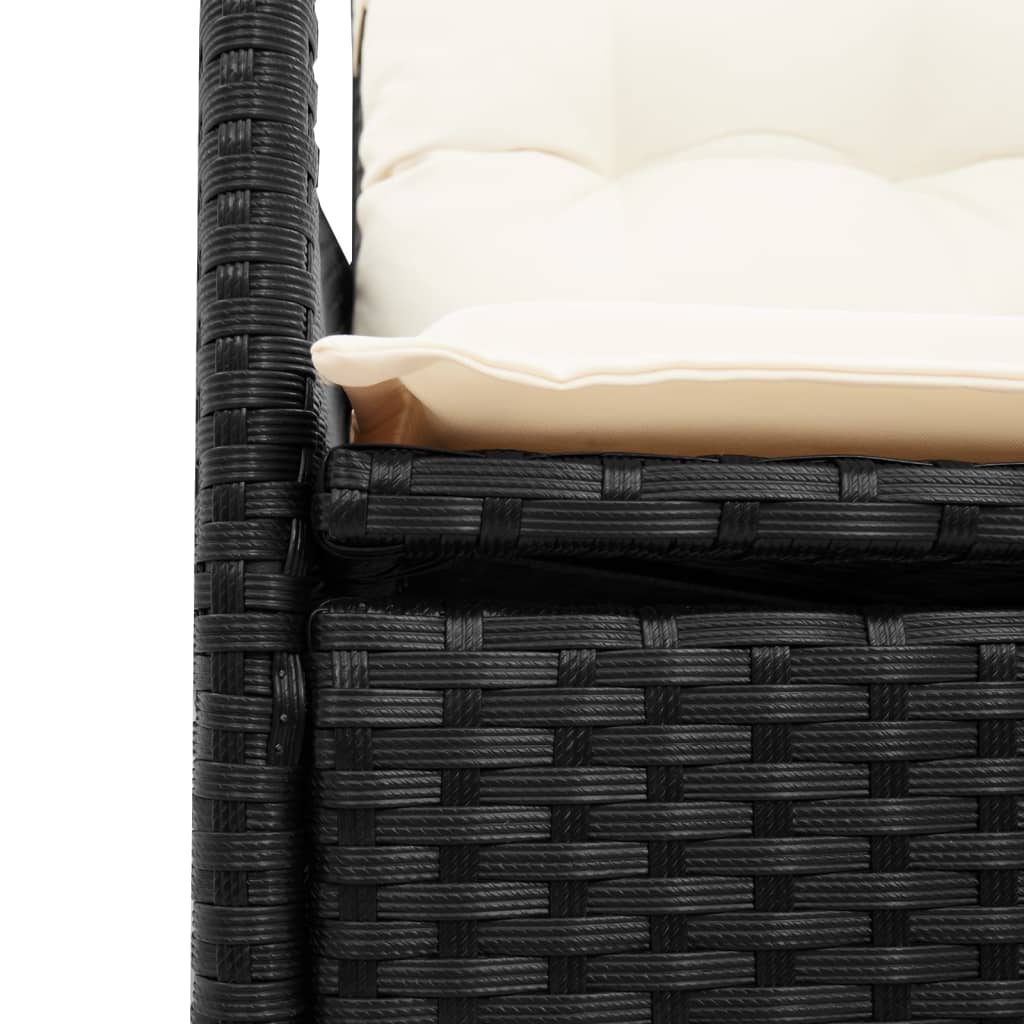 Set mobilier de gradina cu perne, 9 piese, negru, poliratan — imaginea 5