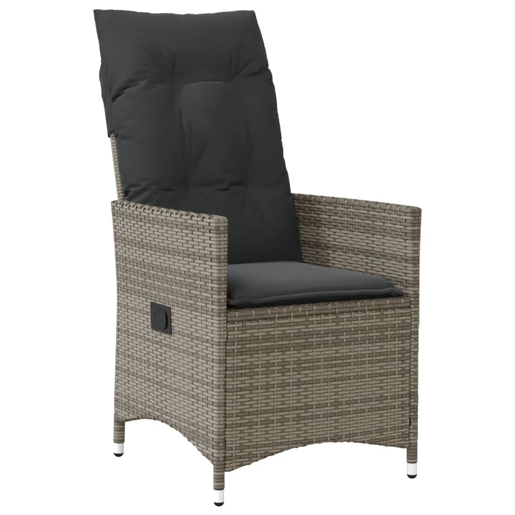 Set mobilier de gradina cu perne, 7 piese, gri, poliratan — imaginea 4