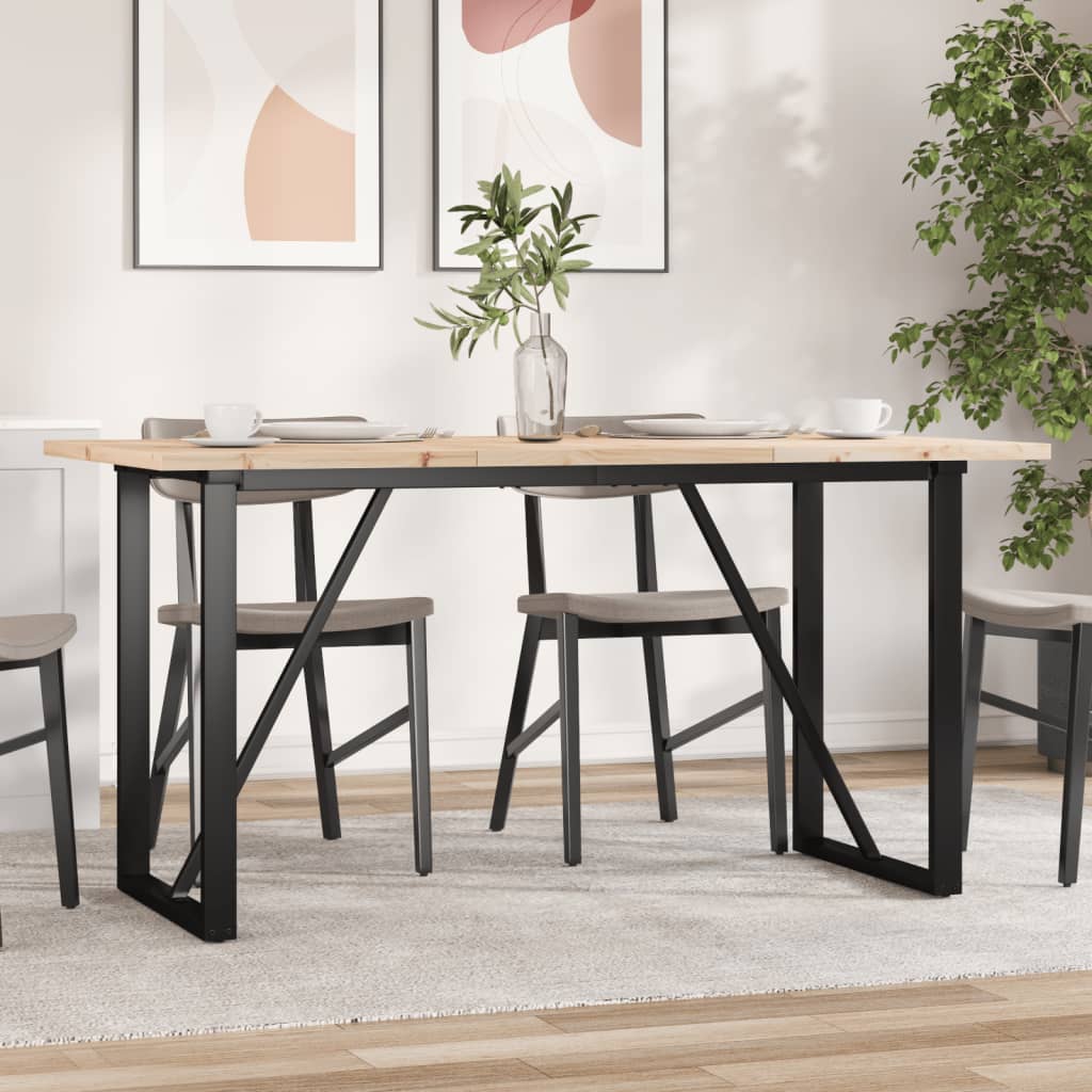 Masa bucatarie, cadru O, 160x80x75,5 cm lemn masiv pin si fonta — imaginea 2