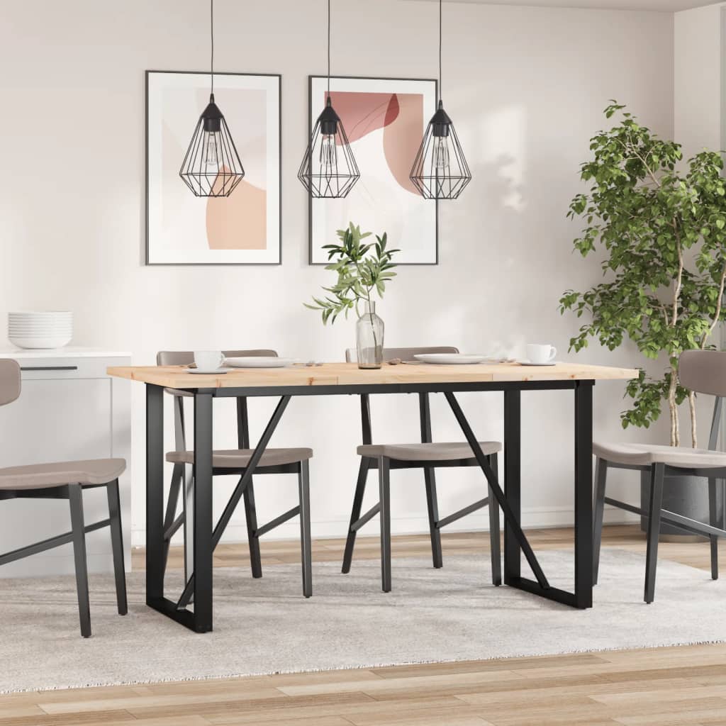 Masa bucatarie, cadru O, 160x80x75,5 cm lemn masiv pin si fonta — imaginea 3