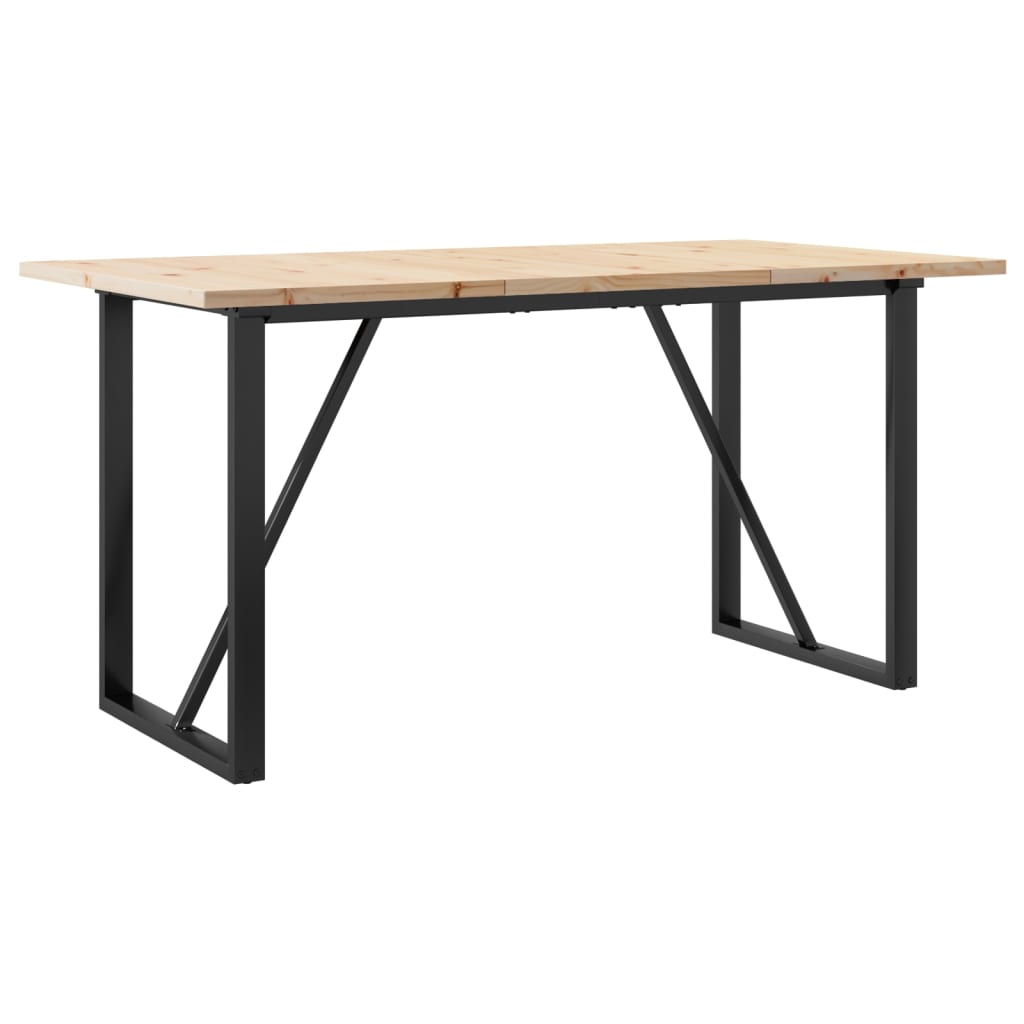 Masa bucatarie, cadru O, 160x80x75,5 cm lemn masiv pin si fonta — imaginea 6