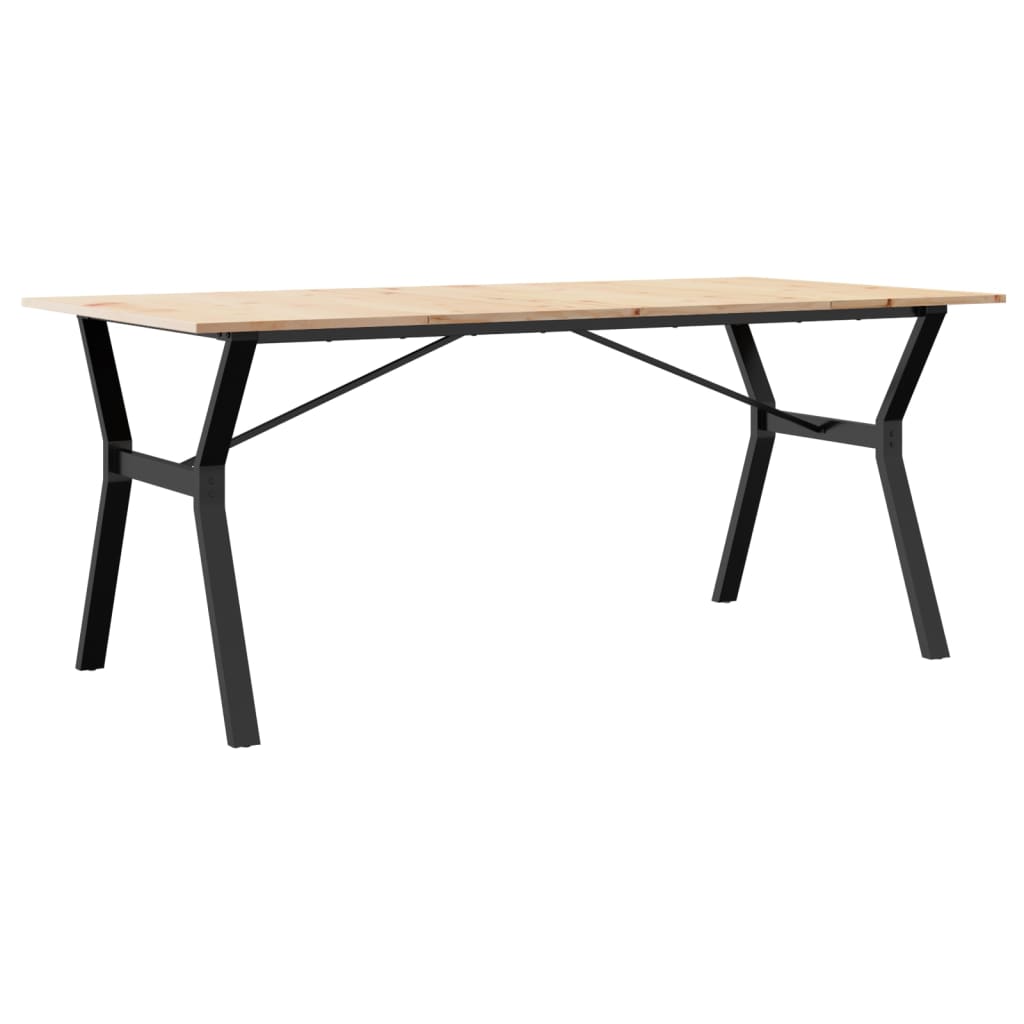 Masa de bucatarie, cadru Y, 180x90x75cm lemn masiv pin si fonta — imaginea 6