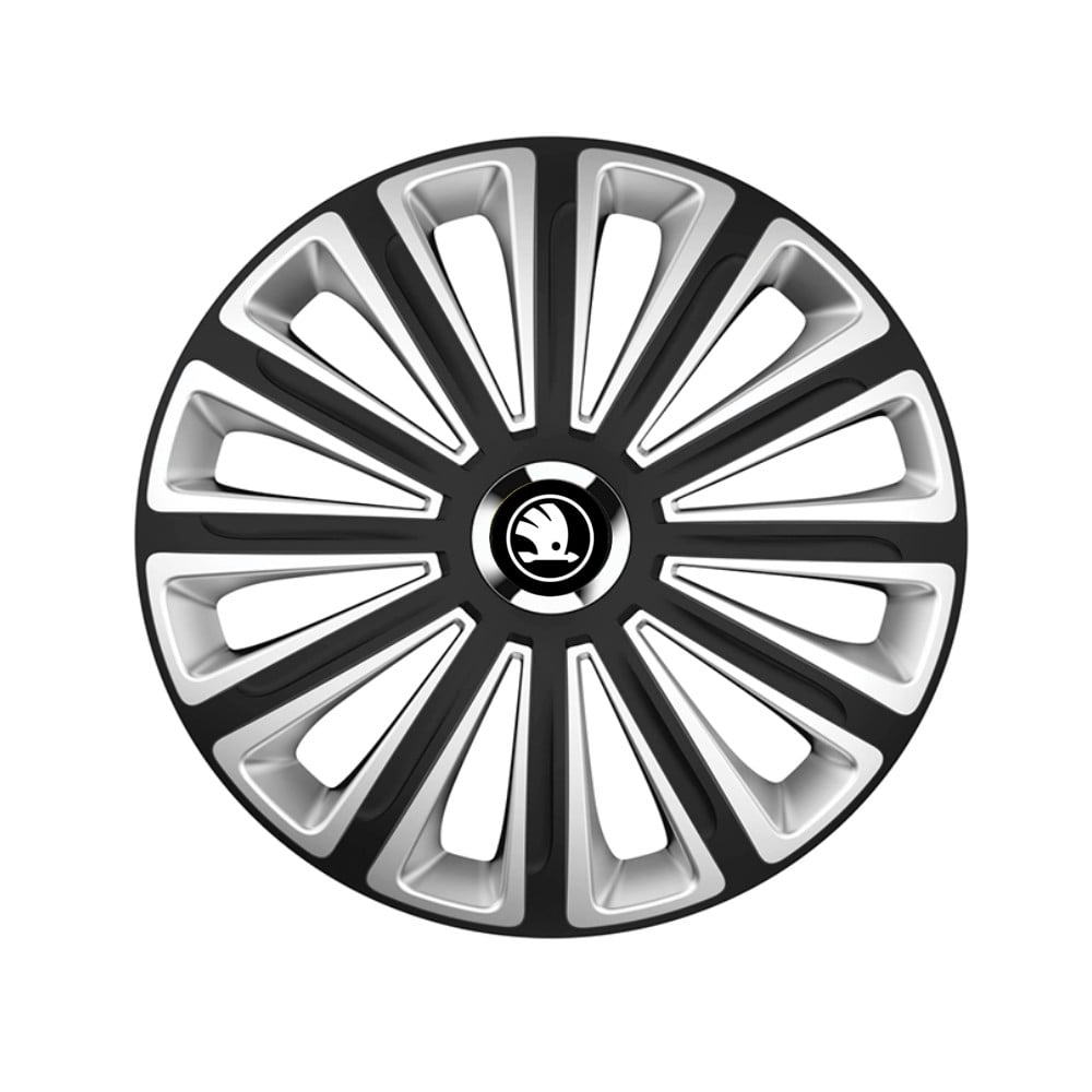 Set 4 capace roti pentru Skoda nou Alb-negru, model Trend Mix, R15, Skoda