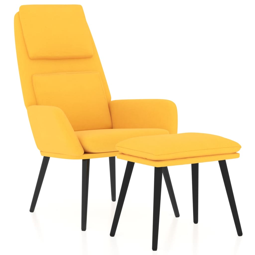 Fotoliu relaxare cu taburet, galben mustar, textil