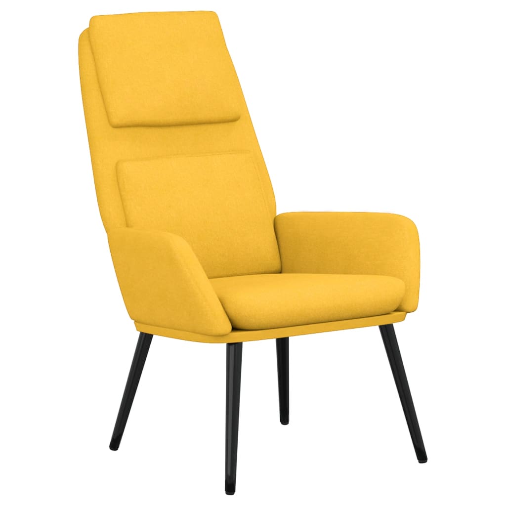 Fotoliu relaxare cu taburet, galben mustar, textil — imaginea 4