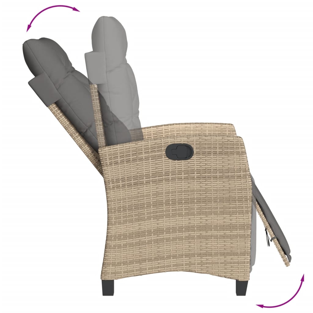 Set de masa pentru gradina, 9 piese, cu perne, bej, poliratan — imaginea 4
