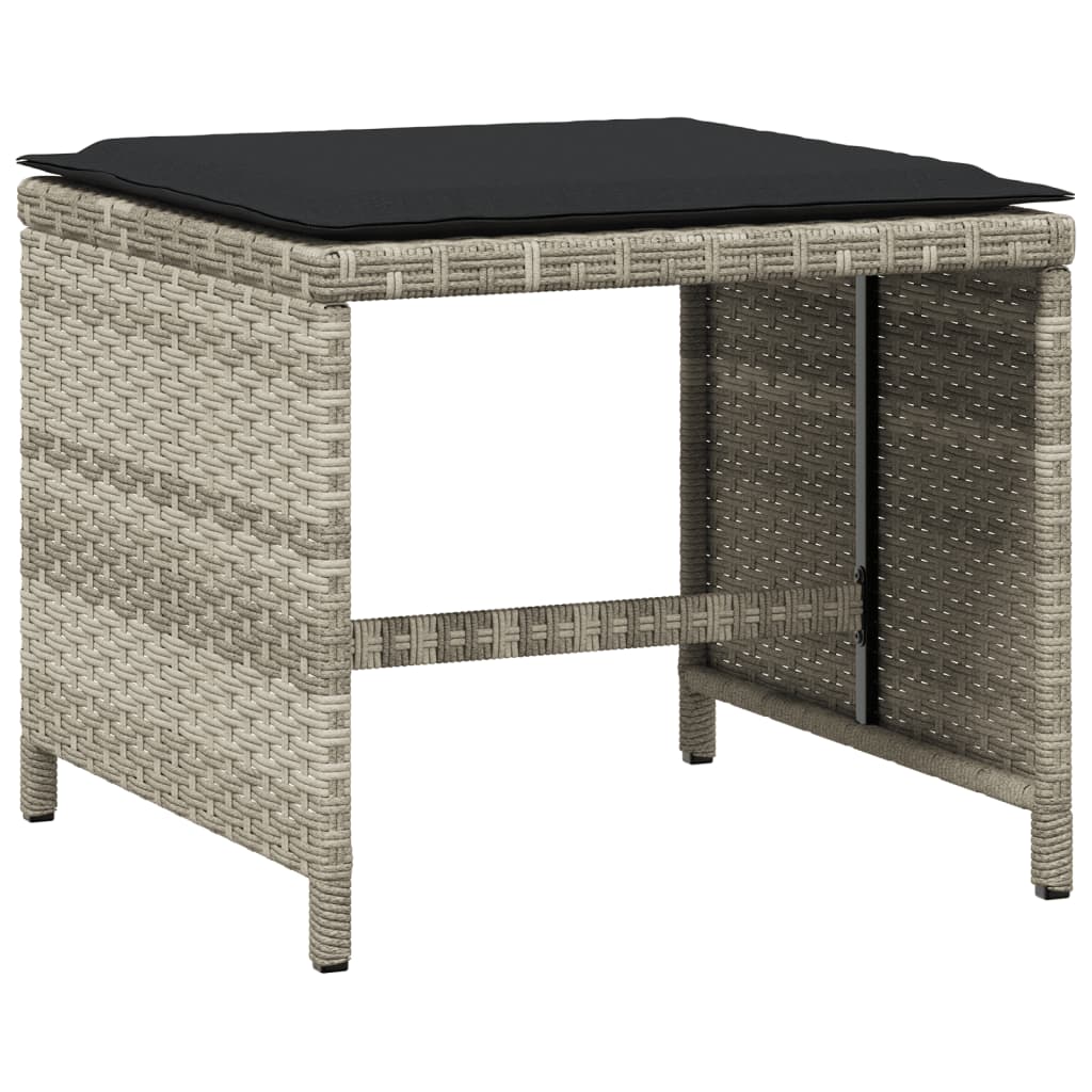Set mobilier de gradina cu perne 15 piese gri deschis poliratan — imaginea 5