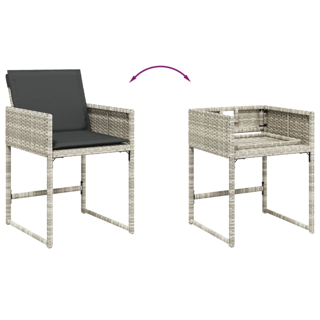 Set mobilier de gradina cu perne 15 piese gri deschis poliratan — imaginea 10