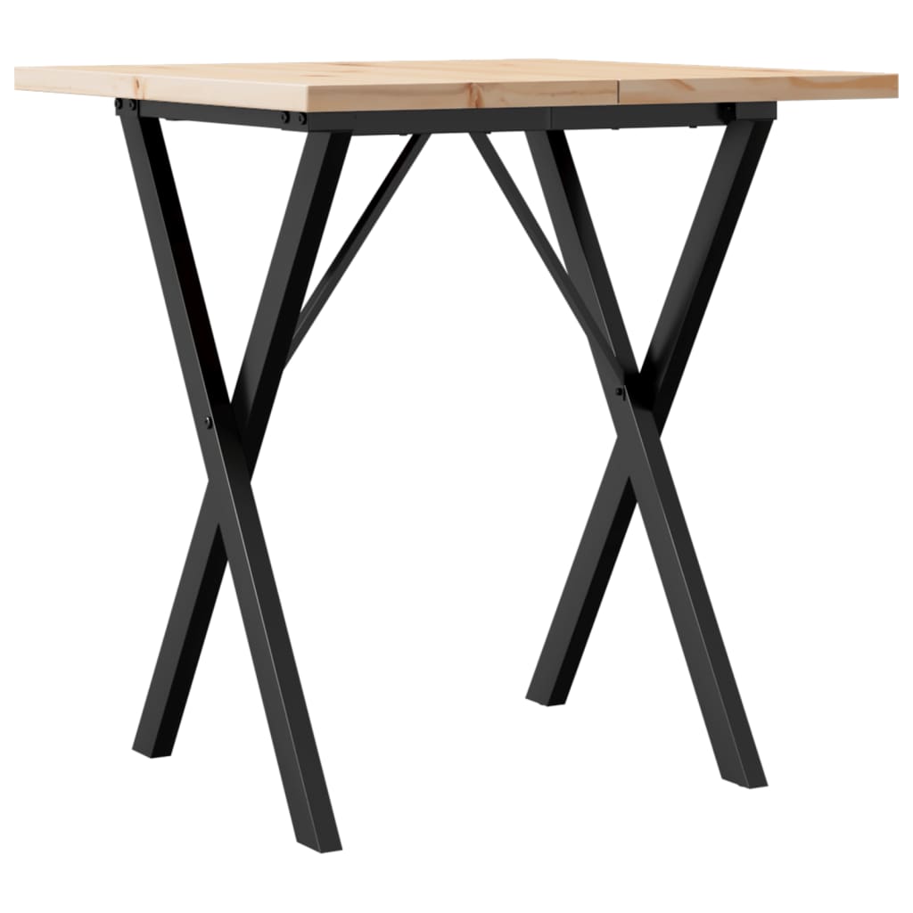 Masa bucatarie, cadru X, 70x70x75,5 cm lemn masiv pin si fonta