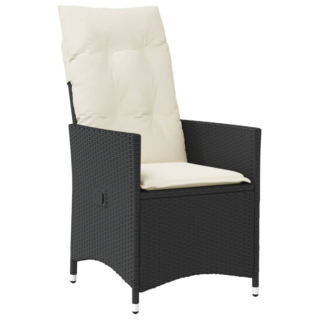 Set mobilier de gradina cu perne, 7 piese, negru, poliratan — imaginea 4