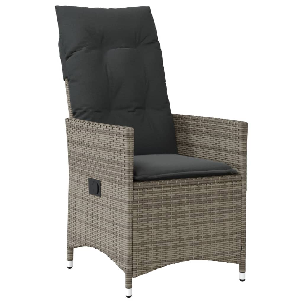 Set mobilier de gradina cu perne, 5 piese, gri, poliratan — imaginea 3