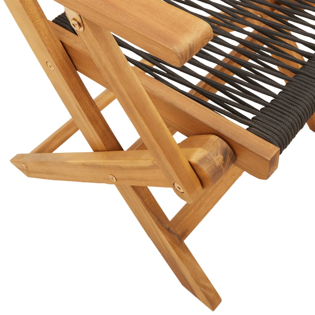 Set mobilier de gradina 5 piese polipropilena neagra/lemn masiv — imaginea 9