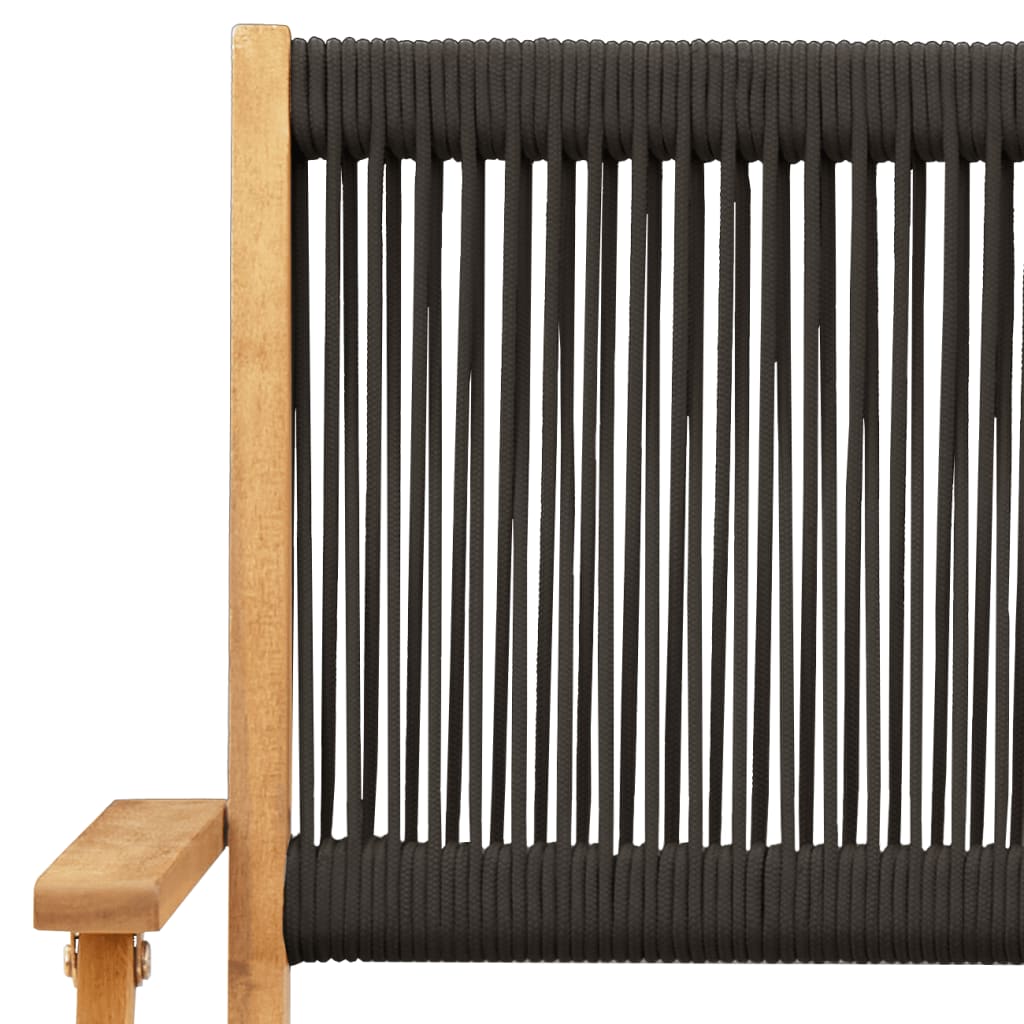 Set mobilier de gradina 5 piese polipropilena neagra/lemn masiv — imaginea 10