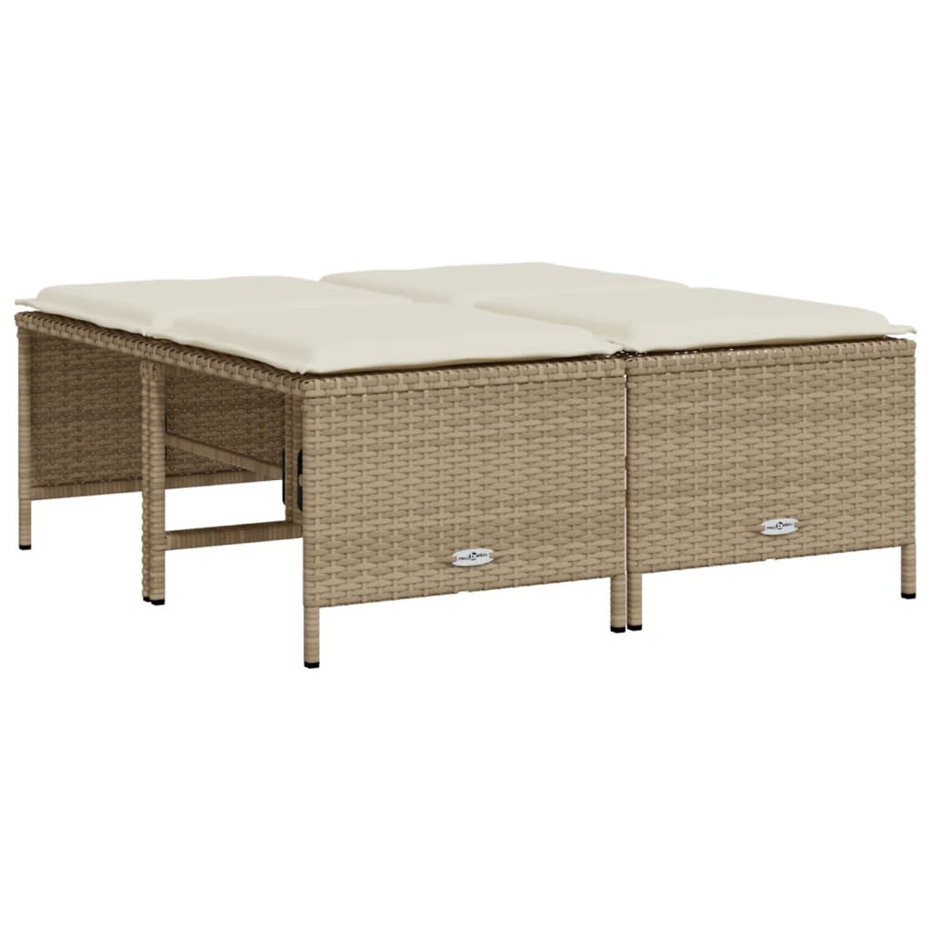 Set canapele de gradina cu perne, 5 piese, bej, poliratan — imaginea 4