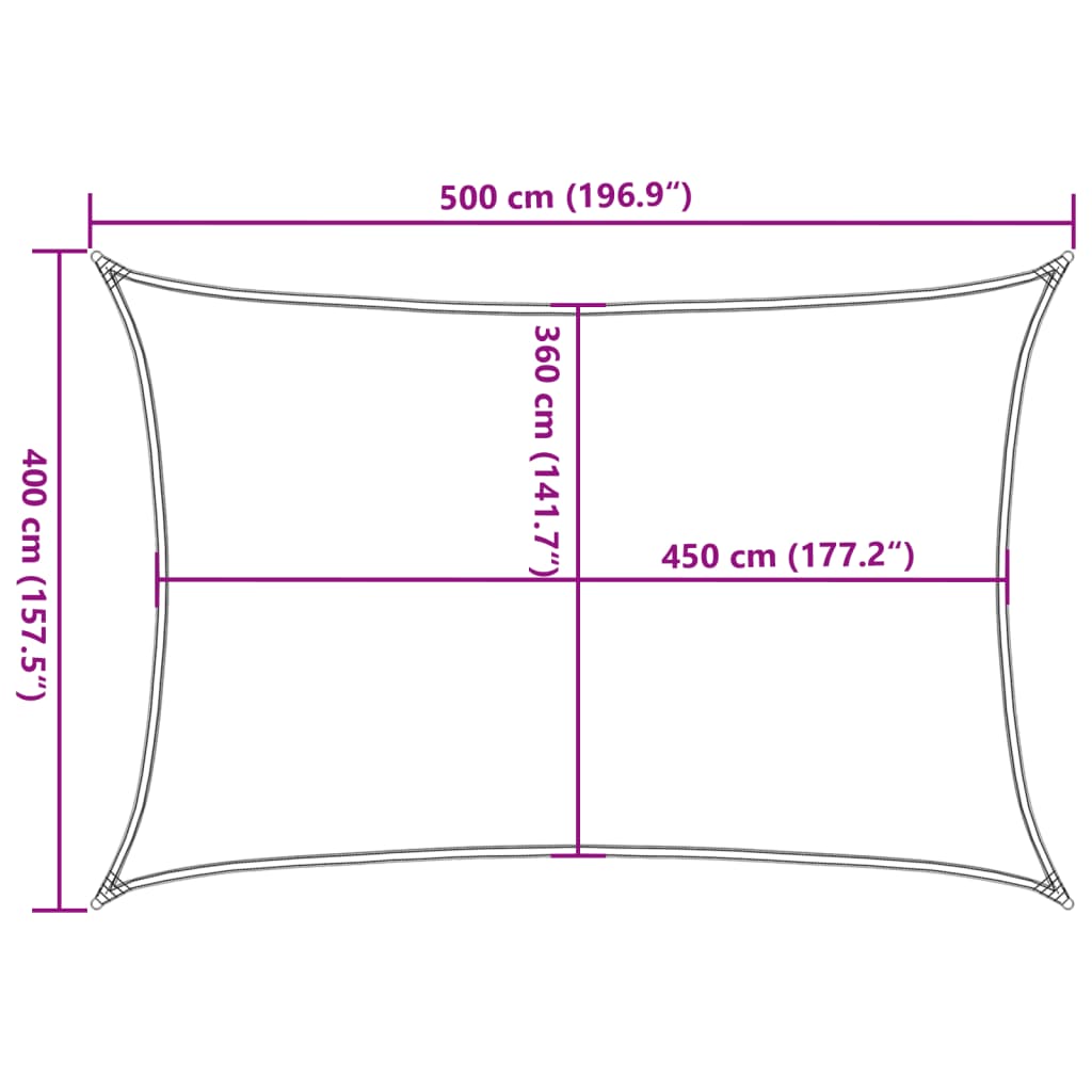 Panza parasolar gri deschis dreptunghiular 4x5 m HDPE 160 g/m² - imagine 10