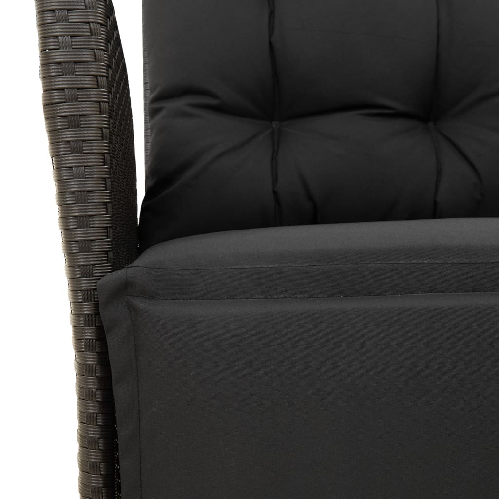 Set mobilier de gradina cu perne, 9 piese, negru, poliratan — imaginea 8