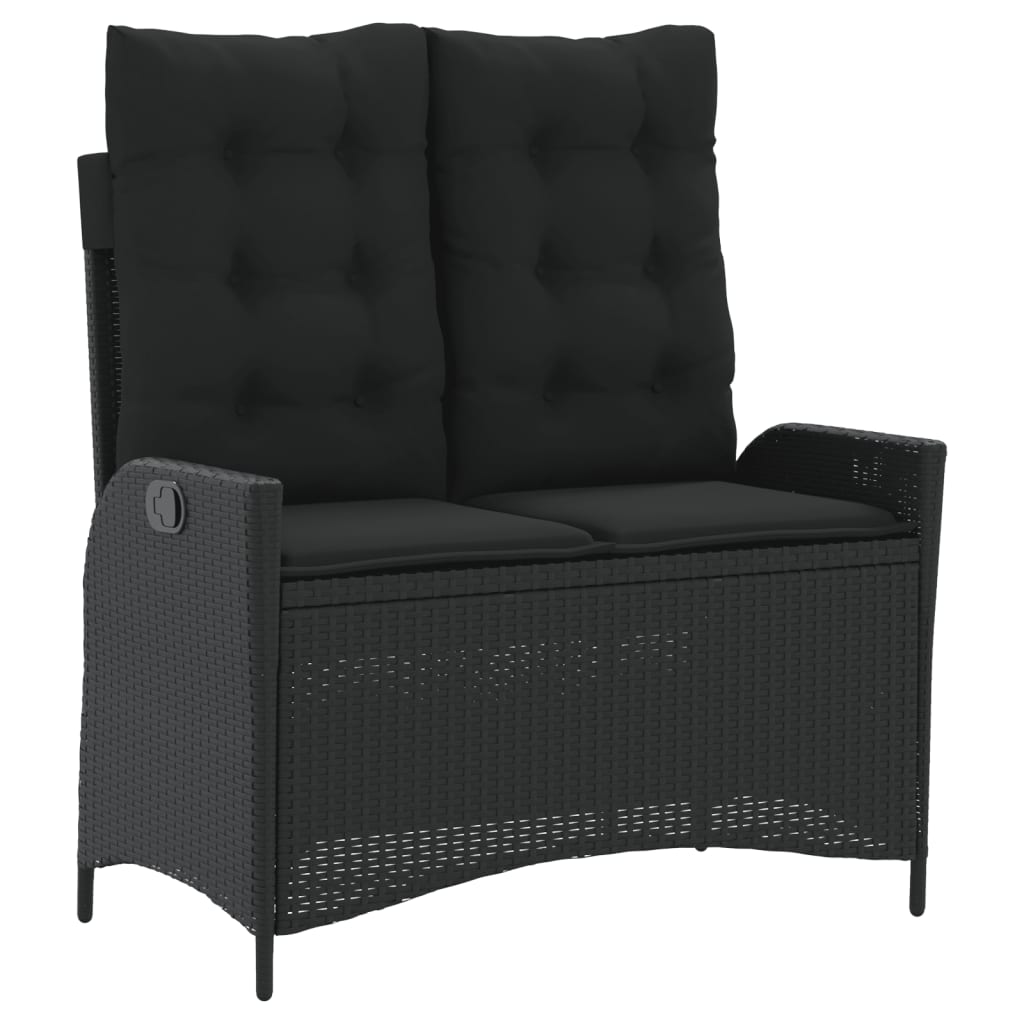Set mobilier de gradina cu perne, 4 piese, negru, poliratan — imaginea 4