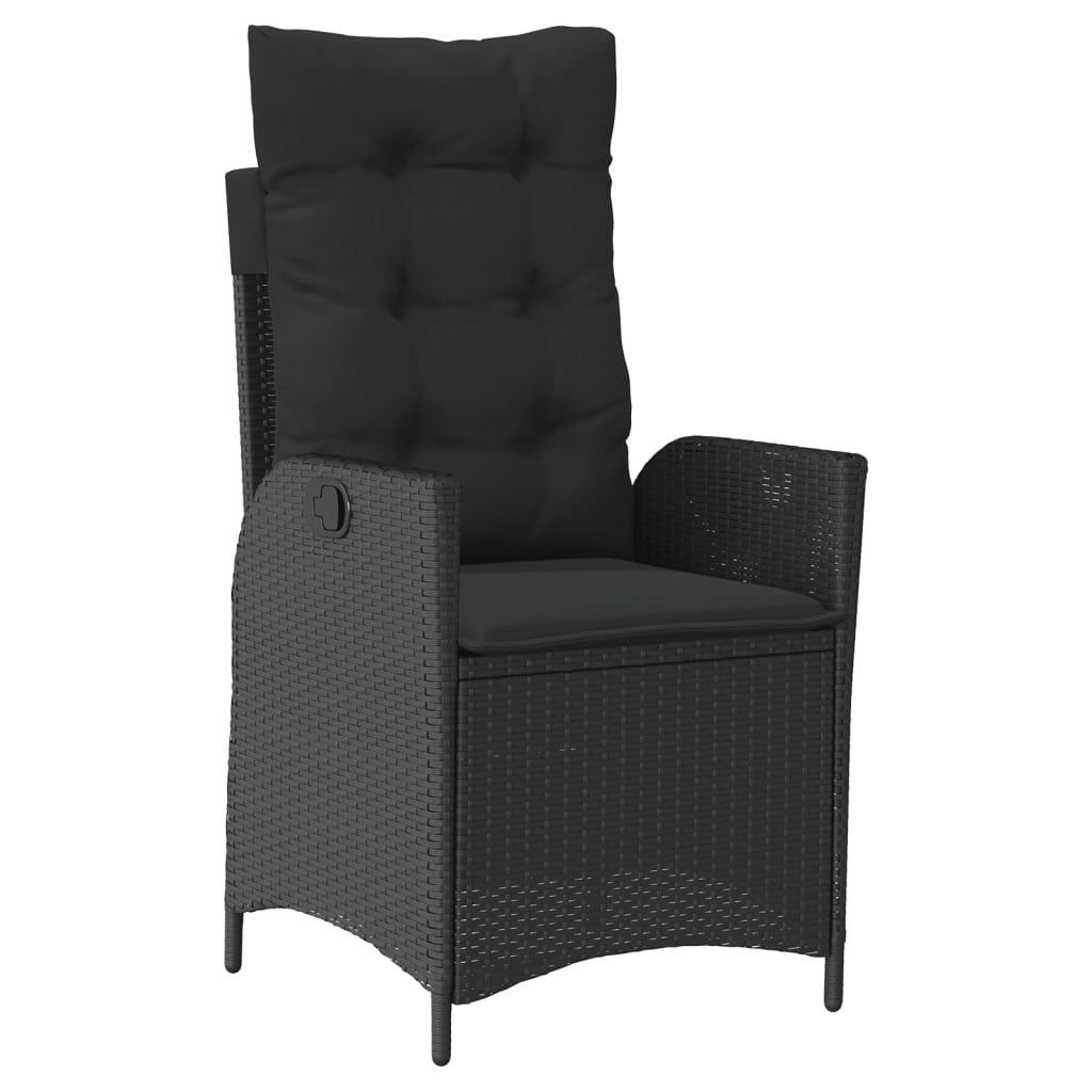 Set mobilier de gradina cu perne, 4 piese, negru, poliratan — imaginea 5