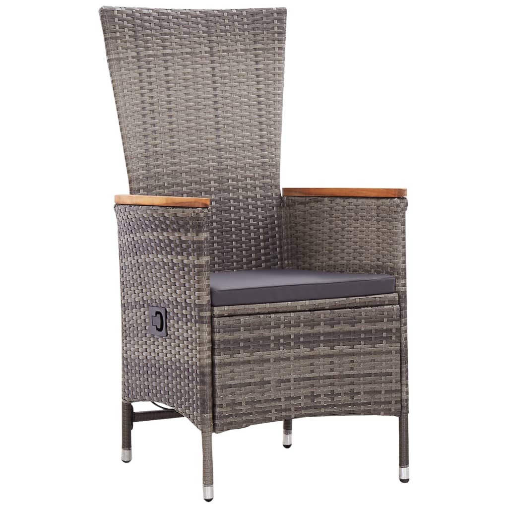 Set mobilier de gradina cu perne, 11 piese, gri, poliratan — imaginea 4