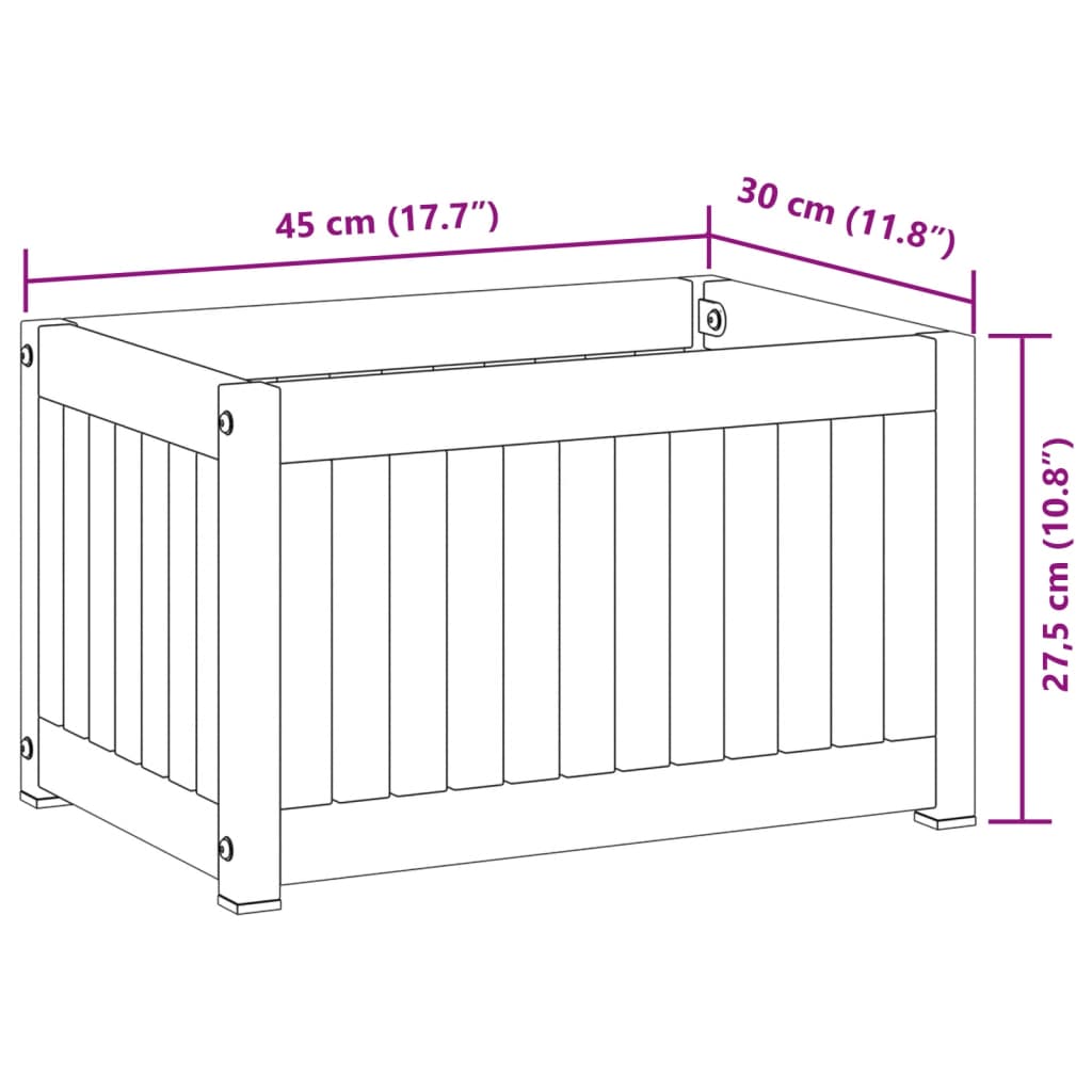 Jardiniera de gradina, 45x30x27,5 cm, lemn masiv acacia/otel — imaginea 9