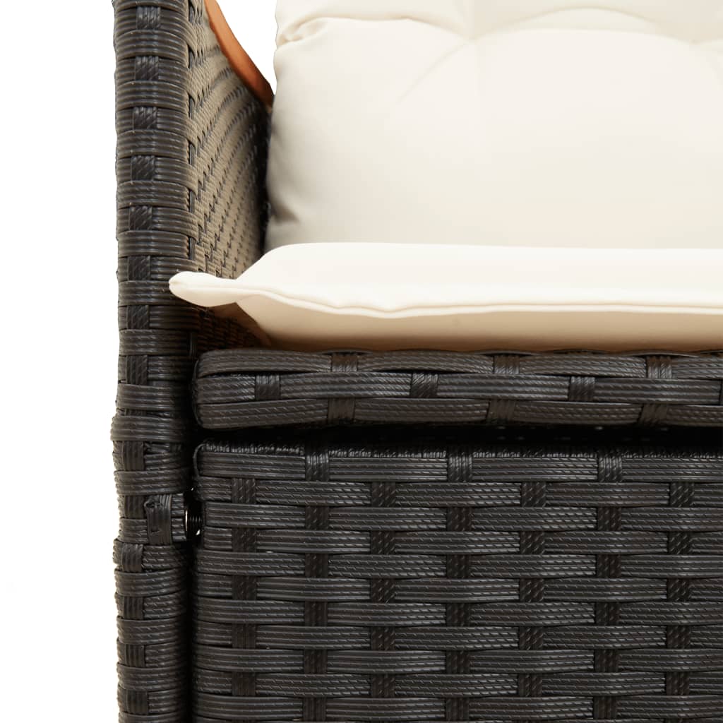 Set mobilier de gradina cu perne, 9 piese, negru, poliratan — imaginea 6