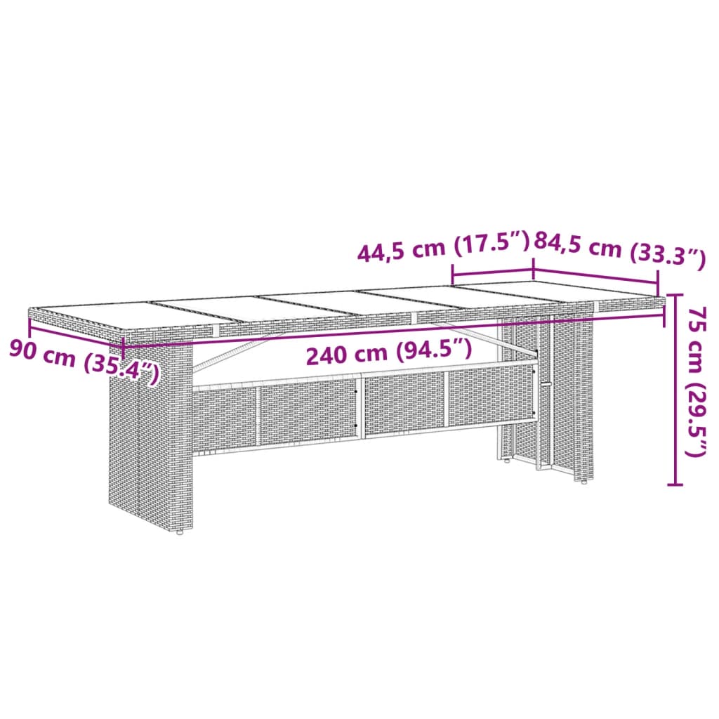 Set mobilier gradina cu perne, 9 piese, gri, poliratan — imaginea 8