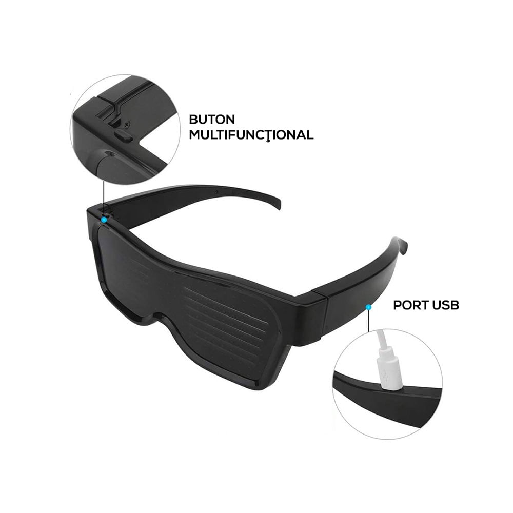 Ochelari LED pentru petreceri - Ochelari LED Bluetooth pentru festivaluri LED ALB - 2 | YEO