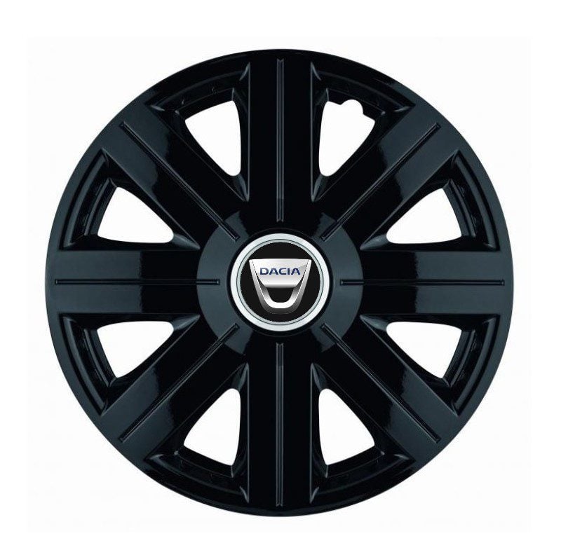 Set 4 capace roti pentru Dacia, model Cosmos negru, R15